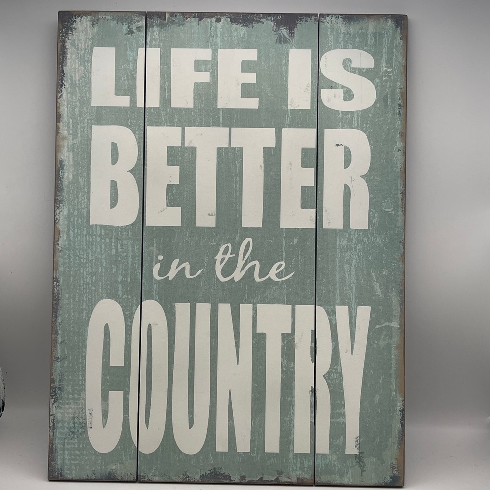 Barnyard Designs Rustic Teal Wood Sign Life Is Better In The Country Wall Art